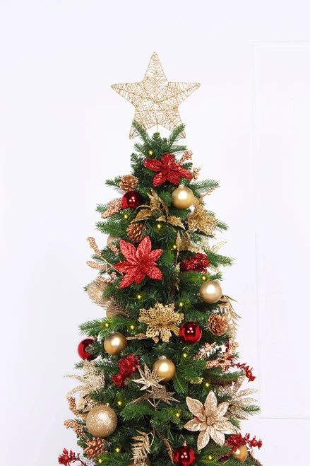 5.5' Pre-Lit Gold And Red Artificial Pine Christmas Tree – Clear LED Lights 4 5.5' Pre-Lit Gold And Red Artificial Pine Christmas Tree – Clear LED Lights - Image 2