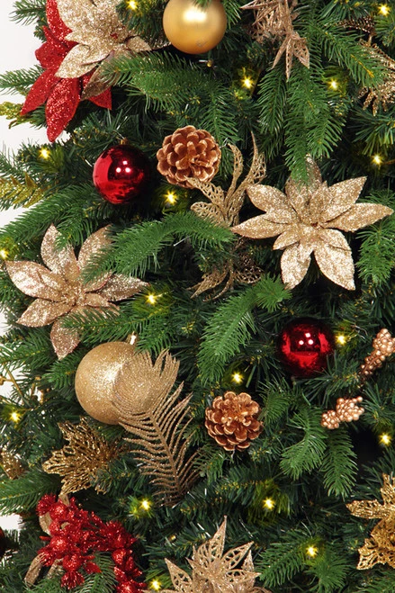 5.5' Pre-Lit Gold And Red Artificial Pine Christmas Tree – Clear LED Lights 7 5.5' Pre-Lit Gold And Red Artificial Pine Christmas Tree – Clear LED Lights - Image 5