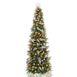 5.5' Pre-Lit Pre-Decorated Gold And Silver Artificial Christmas Tree – Clear LED Lights