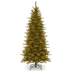 Christmas Central 7.5’ Pre-Lit Slim Sierra Spruce Artificial Christmas Tree, Clear Lights