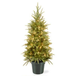 Christmas Central 4' Pre-lit Potted Weeping Spruce Artificial Christmas Tree, Clear Lights