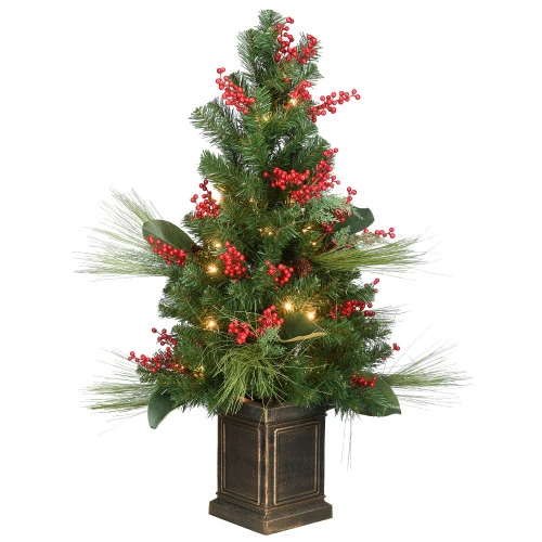 Christmas Central 4' Pre-Lit Magnolia Artificial Christmas Tree - Clear Lights 3 Christmas Central 4' Pre-Lit Magnolia Artificial Christmas Tree - Clear Lights