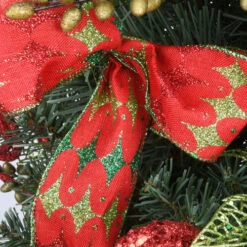 4' Pre-Lit Red Ribbon Ornamented Artificial Christmas Tree - Clear Lights -Christmas Decoration Shop dnat dc13 311 40 3 89289.1587645160