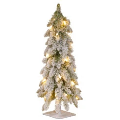 Christmas Central 2' Pre-Lit Snowy Downswept Artificial Christmas Tree, Clear Lights