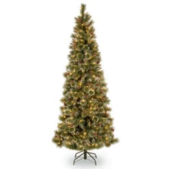 Christmas Central 6.5’ Pre-Lit Glittery Pine Artificial Christmas Tree, Clear Lights
