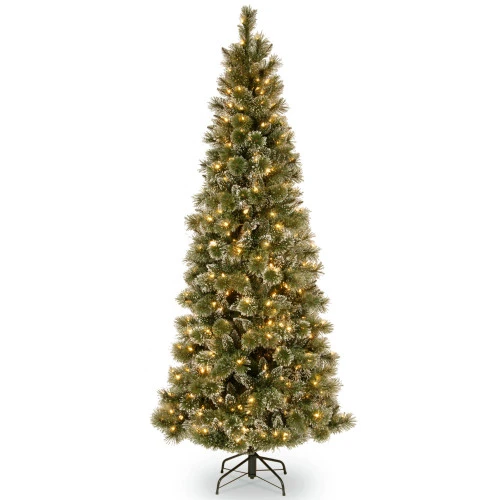 Christmas Central 6.5’ Pre-Lit Glittery Bristle Artificial Christmas Tree, White LED Lights 3 Christmas Central 6.5’ Pre-Lit Glittery Bristle Artificial Christmas Tree, White LED Lights