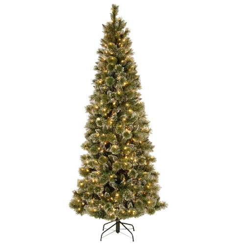 Christmas Central 7.5’ Pre-Lit Slim Bristle Pine Artificial Christmas Tree, Warm White LED Lights 3 Christmas Central 7.5’ Pre-Lit Slim Bristle Pine Artificial Christmas Tree, Warm White LED Lights