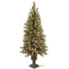 Christmas Central 4’ Pre-Lit Glittery Bristle Entrance Artificial Christmas Tree, Warm White LED Lights