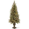 Christmas Central 5’ Pre-Lit Potted Glittery Bristle Pine Artificial Christmas Tree, White LED Lights -Christmas Decoration Shop dnat gb3 326 50 1 55055.1631812950