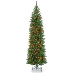 Christmas Central 6.5’ Pre-Lit Slim Kingswood Fir Artificial Christmas Tree, Multicolor Lights