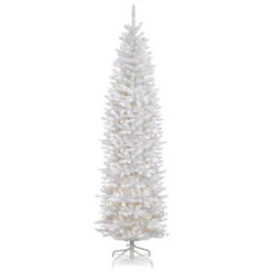 Christmas Central 7.5โ Pre-Lit White Kingswood Fir Slim Artificial Christmas Tree, White Lights