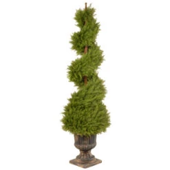 5' Potted Juniper Spiral Pencil Artificial Christmas Tree - Unlit