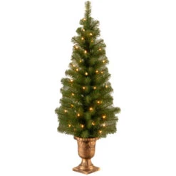 Christmas Central 4โ Pre-Lit Potted Montclair Spruce Artificial Christmas Tree, Clear Lights