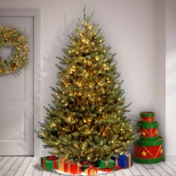 Christmas Central 9’ Pre-Lit Medium Natural Fraser Fir Artificial Christmas Tree, White Lights -Christmas Decoration Shop dnat naffmh1 90lo s2 3 19057.1670489774