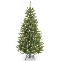 Christmas Central 4.5’ Pre-Lit Natural Fraser Fir Slim Artificial Christmas Tree, Clear Lights