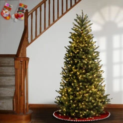 Christmas Central 7’ Pre-Lit Slim Natural Fraser Fir Artificial Christmas Tree, Multicolor Lights -Christmas Decoration Shop dnat naffslh1 70lo 3 73358.1631810850
