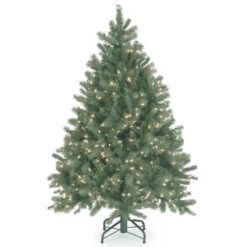 Christmas Central 4.5’ Pre-Lit Downswept Douglas Blue Fir Christmas Tree, Clear Lights