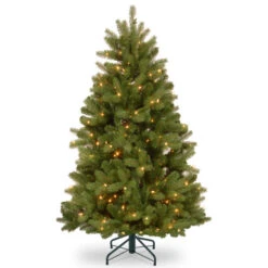 Christmas Central 4.5’ Pre-Lit Full Newberry Spruce Artificial Christmas Tree, Clear Lights
