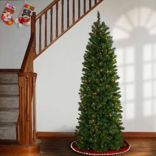 Christmas Central 7.5’ Pre-Lit Pennington Fir Pencil Artificial Christmas Tree, Clear Lights 4 Christmas Central 7.5’ Pre-Lit Pennington Fir Pencil Artificial Christmas Tree, Clear Lights - Image 2