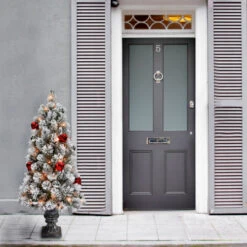 Christmas Central 5' Pre-lit Potted Snowy Bristle Pine Entrance Artificial Christmas Tree – Clear Lights -Christmas Decoration Shop dnat snp7 309 50 2 29502.1631812640
