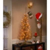 Christmas Central 4' Pre-Lit Slim Champagne Gold Tinsel Artificial Christmas Tree, Clear Lights