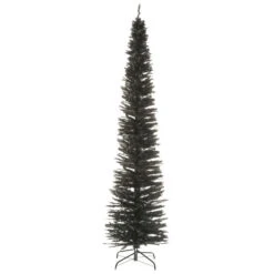 9' Pencil Black Tinsel Artificial Christmas Tree - Unlit