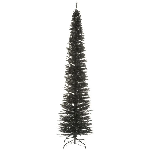 9' Pencil Black Tinsel Artificial Christmas Tree - Unlit 3 9' Pencil Black Tinsel Artificial Christmas Tree - Unlit