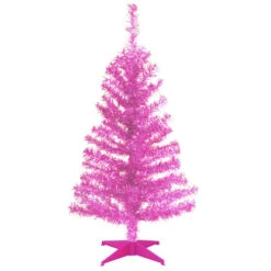 Christmas Central 3' Pink Tinsel Artificial Christmas Tree, Unlit