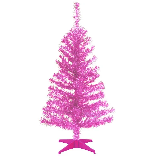 Christmas Central 3' Pink Tinsel Artificial Christmas Tree, Unlit 3 Christmas Central 3' Pink Tinsel Artificial Christmas Tree, Unlit