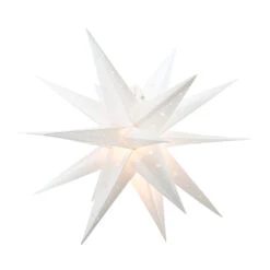 23" White Moravian Weatherproof Star Lantern Lamp, Multi-Point Hanging Decoration -Christmas Decoration Shop durable plastic star lantern moravian multi point lamp