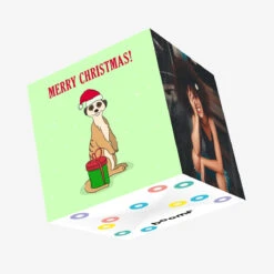 Plum Merry Christmas Meerkat And A Gift Confetti-exploding Greetings Card