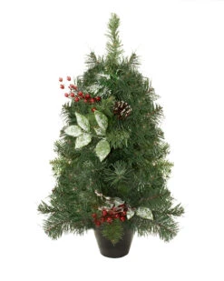 Northlight 2' Green Potted Pre-Decorated Pine Cone And Berry Medium Artificial Christmas Tree - Unlit