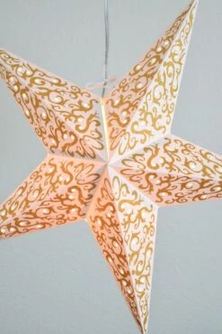24" Gold Bramble Glitter Paper Star Lantern, Hanging -Christmas Decoration Shop glitter paper star lantern gold image 4