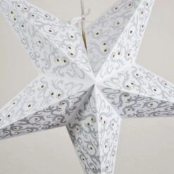 24" Silver Bramble Glitter Paper Star Lantern, Hanging -Christmas Decoration Shop glitter paper star lantern silver image 1