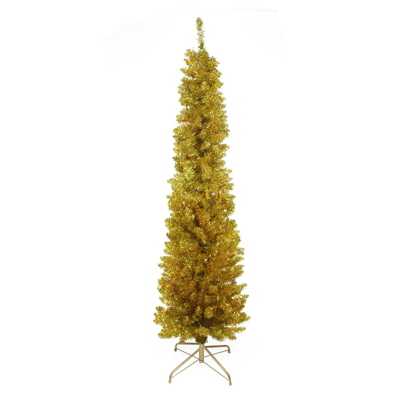 Northlight 6' Pencil Gold Tinsel Artificial Christmas Tree, Unlit 3 Northlight 6' Pencil Gold Tinsel Artificial Christmas Tree, Unlit