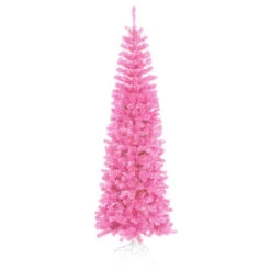 10' Pre-Lit Pencil Sparkling Artificial Christmas Tree - Pink Lights