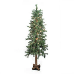6' Pre-Lit Traditional Woodland Alpine Artificial Christmas Tree - Clear Lights