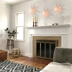 Quasimoon Pizzelle Paper Snowflake Lantern (32-Inch, White, Ice Crystal Snowflake Design) - Great With Or Without Lights - Holiday Snowflake Decorations -Christmas Decoration Shop large winter snowflake paper star lantern holiday ice crystal image 4