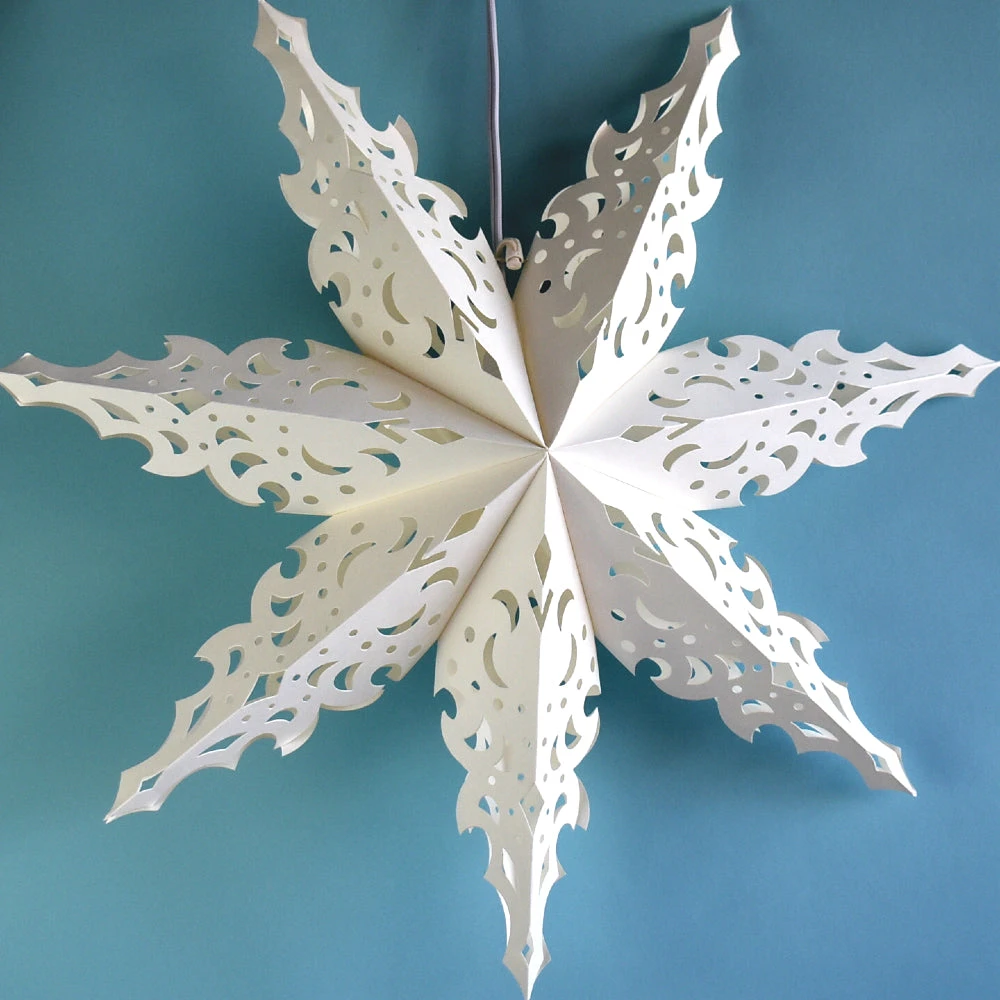 Pizzelle Paper Snowflake Lantern (32-Inch, White, North Star Snowflake Design) - Holiday And Snowflake Decorations, Weddings, Parties, And Home Decor 5 Pizzelle Paper Snowflake Lantern (32-Inch, White, North Star Snowflake Design) - Holiday And Snowflake Decorations, Weddings, Parties, And Home Decor - Image 3
