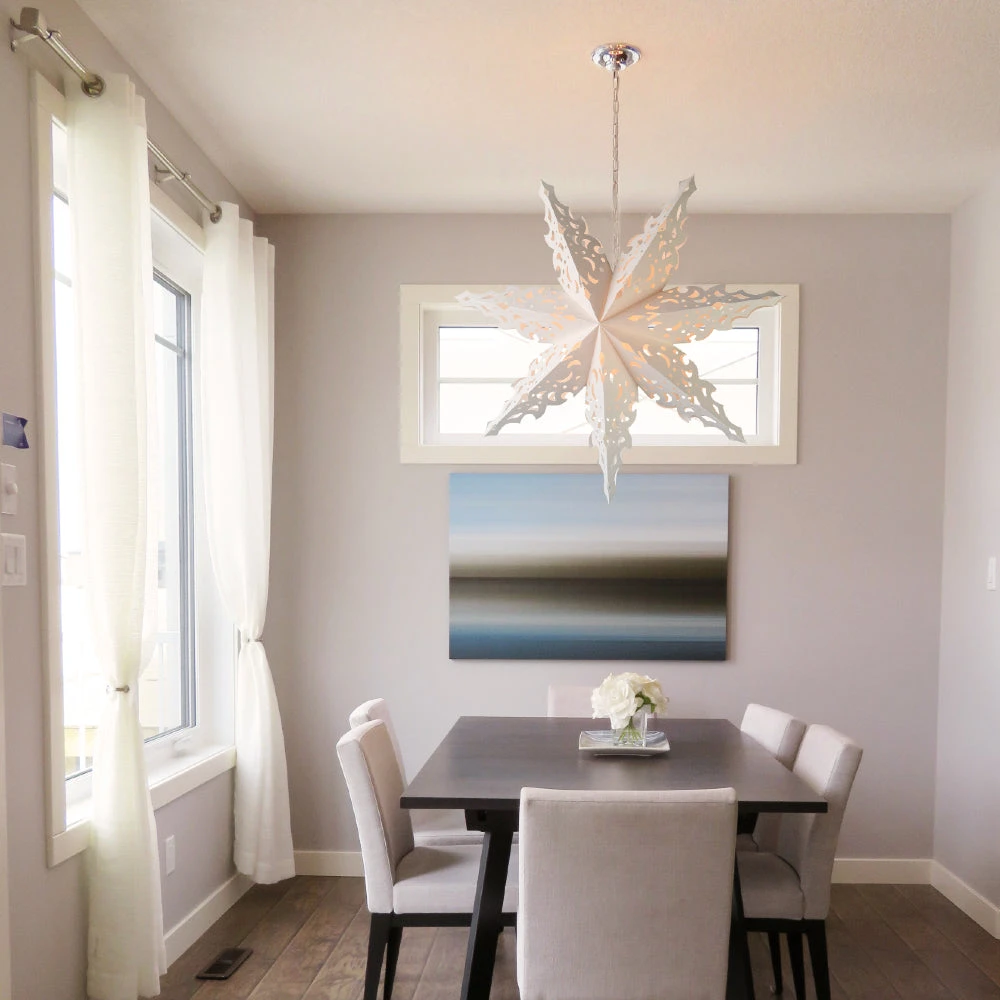 Pizzelle Paper Snowflake Lantern (32-Inch, White, North Star Snowflake Design) - Holiday And Snowflake Decorations, Weddings, Parties, And Home Decor 6 Pizzelle Paper Snowflake Lantern (32-Inch, White, North Star Snowflake Design) - Holiday And Snowflake Decorations, Weddings, Parties, And Home Decor - Image 4