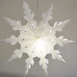 Pizzelle Paper Snowflake Lantern (32-Inch, White, Winter Peppermint Snowflake Design) - Great With Or Without Lights - Ideal For Holiday And Snowflake Decorations, Weddings, Parties, And Home Decor