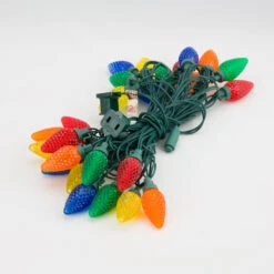 25 Outdoor RGB LED C9 Strawberry String Lights, 16.6FT Green Cord, Weatherproof, Expandable