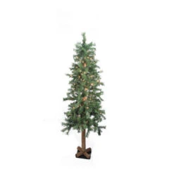 9' Pre-Lit Slim Traditional Woodland Alpine Artificial Christmas Tree - Clear Lights