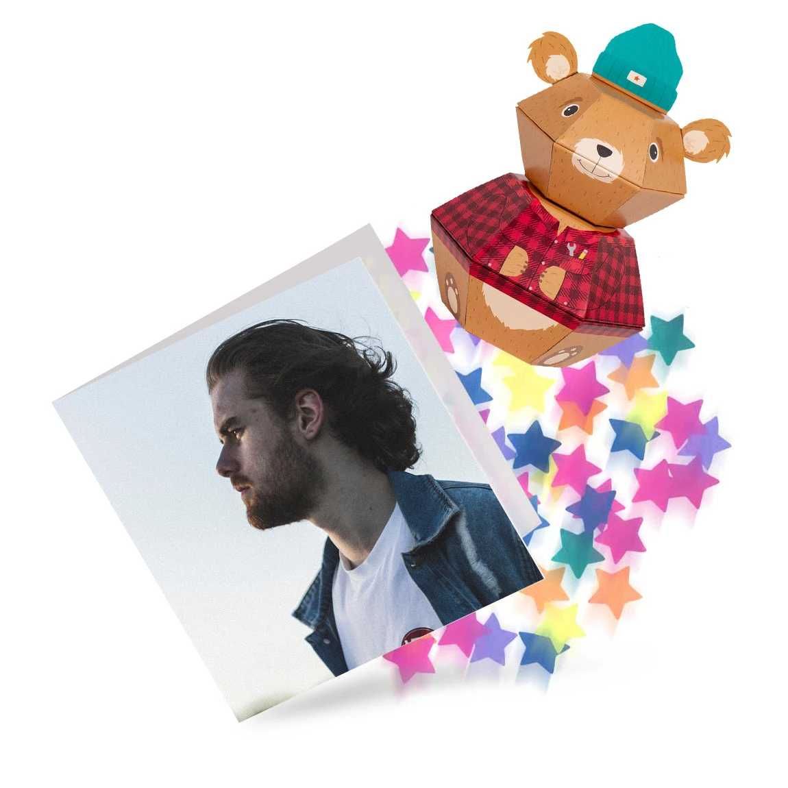 Lumberjack Bear Personalised 3D Pop-up Confetti Wild Card 4 Lumberjack Bear Personalised 3D Pop-up Confetti Wild Card - Image 2