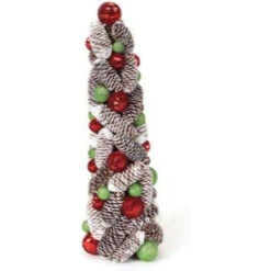 Melrose 1.5' Red And White Pine Cone Topiary Christmas Tree - Unlit -Christmas Decoration Shop melrose2045382 03 34736.1599268559