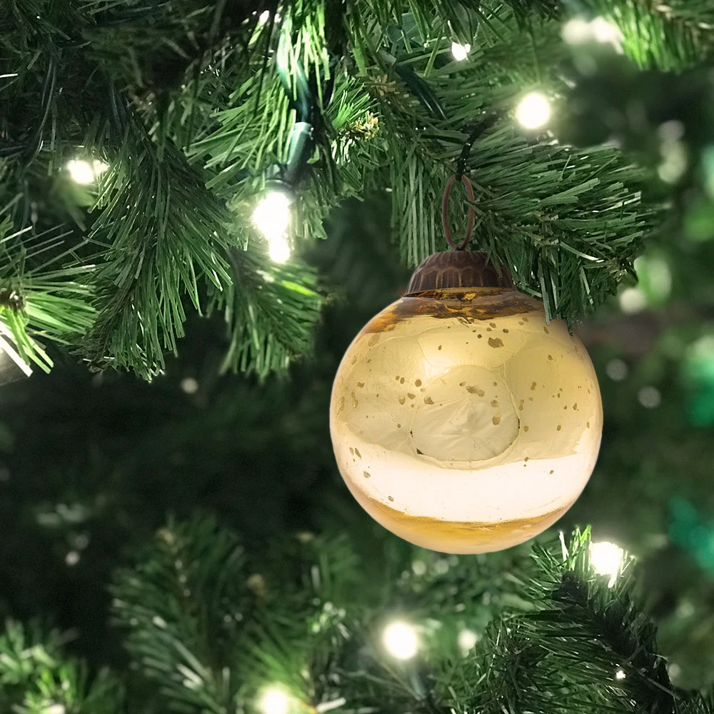 2.5" Gold Ava Mercury Glass Ball Ornament Christmas Holiday Decoration 4 2.5" Gold Ava Mercury Glass Ball Ornament Christmas Holiday Decoration - Image 2