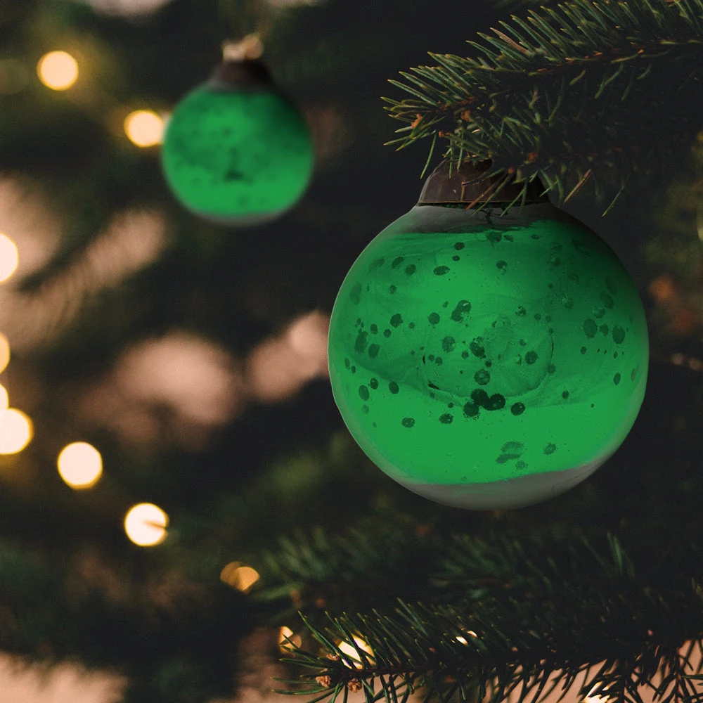 2.5" Green Ava Mercury Glass Ball Ornament Christmas Holiday Decoration 4 2.5" Green Ava Mercury Glass Ball Ornament Christmas Holiday Decoration - Image 2