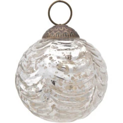3-PACK | 2.5" Silver Nola Mercury Glass Waved Ball Ornament Christmas Decoration -Christmas Decoration Shop mercury glass ornaments nola waved ball silver f295c38d 119c 44d4 8149 ee654cc7815b
