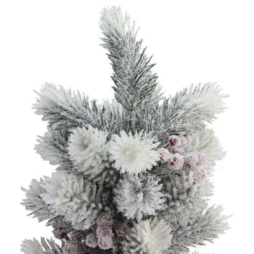 Northlight 2ft Potted Flocked Mini Pine Slim Christmas Tree With Berries - Unlit 4 Northlight 2ft Potted Flocked Mini Pine Slim Christmas Tree With Berries - Unlit - Image 2