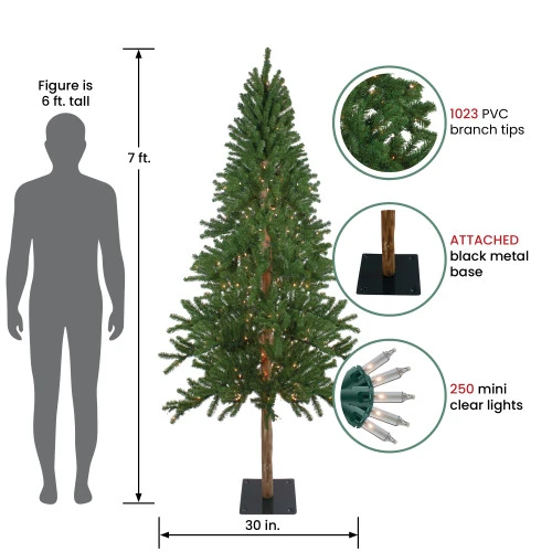 Northlight 7' Pre-Lit Medium Alpine Artificial Christmas Tree, Clear Lights 4 Northlight 7' Pre-Lit Medium Alpine Artificial Christmas Tree, Clear Lights - Image 2